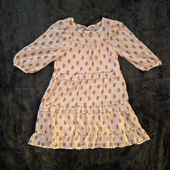 Wonder Nation Girls Pink Chiffon Peasant Dress Size 7-8 (Zara Look Alike!) - Picture 2 of 4